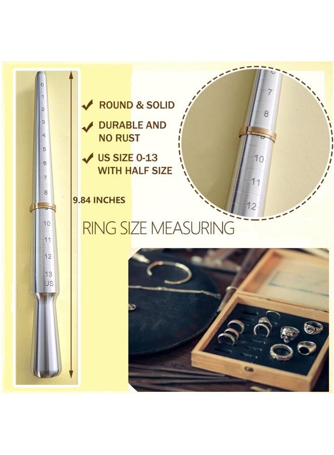 EJOQSON Ring Mandrel Measurer Ring Sizer Measuring Tool Set Ring Mandrel Sizer Tools for Ring Repair and Measurement Ring Shaper to Fix Bent Rings Resize Sizing Kit (METAL-12PCS) - Image 2