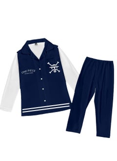 KUYING New One Piece Printed Pants Long Shirts Pajamas Set  - Image 1