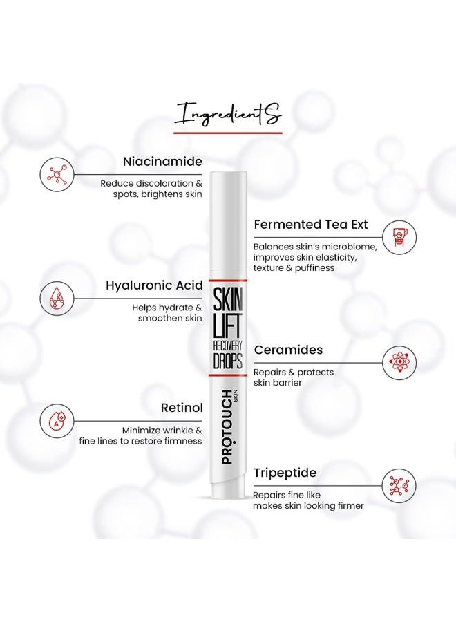 ProTouch Skin Lift Recovery Drops to Reduce Fine Lines & Wrinkles - Effective on Neck, Jawline, Chin, Forehead & Smile-Lines | All Skin Types (6 ML) Pack Of 1 - Image 3