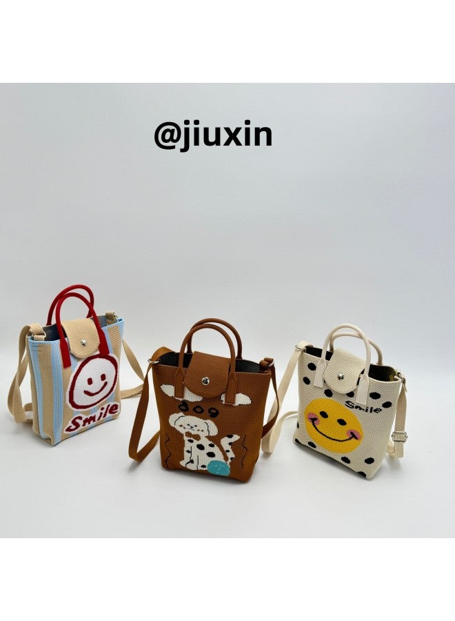 Autumn And Winter Niche Design Cute Cartoon Knitted Bag Women's Travel Portable Crossbody Phone Bag All-match Handbag-Color:Jz-hello Cat  - Image 4