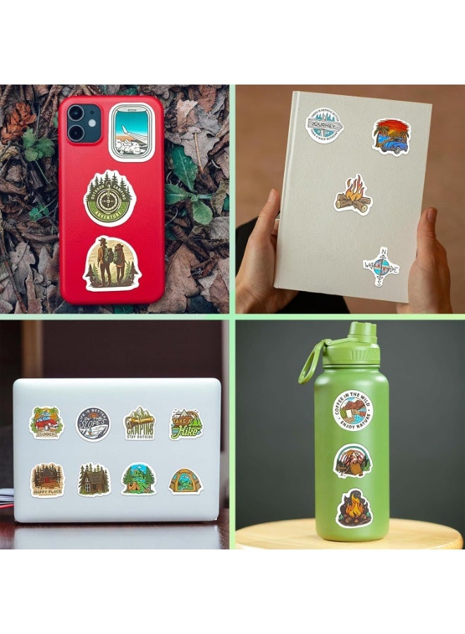 سيوسي Waterproof Camping Stickers, Outdoor Adventure Vinyl Decals for Hiking, Nature & Travel Lover, Durable Scrapbooking Stickers for Water Bottles, Journals, Luggage, Adults/Kids/Teens (50-Piece) - Image 4