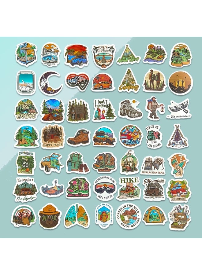 سيوسي Waterproof Camping Stickers, Outdoor Adventure Vinyl Decals for Hiking, Nature & Travel Lover, Durable Scrapbooking Stickers for Water Bottles, Journals, Luggage, Adults/Kids/Teens (50-Piece) - Image 5