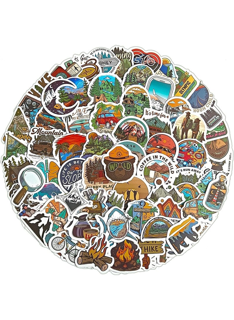 سيوسي Waterproof Camping Stickers, Outdoor Adventure Vinyl Decals for Hiking, Nature & Travel Lover, Durable Scrapbooking Stickers for Water Bottles, Journals, Luggage, Adults/Kids/Teens (50-Piece) - Image 1