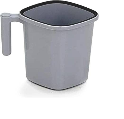 LIPSA ENTERPRISE LIPSA ENTERPRISE Square Mug Plastic Bath Mug Set of 2 Pcs Durable Long Lasting Quality Bathroom Set 524 Gray  - Image 4