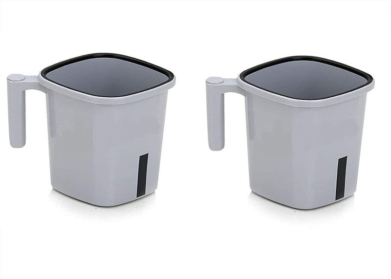 LIPSA ENTERPRISE LIPSA ENTERPRISE Square Mug Plastic Bath Mug Set of 2 Pcs Durable Long Lasting Quality Bathroom Set 524 Gray  - Image 1