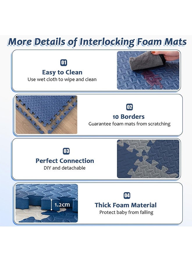 JCB CHIC 12PCS Baby Play Mats EVA Foam Puzzle Mat Children Room Activities Mat For Baby Interlock Floor Carpet,Yoga Fitness Non-slip Splicing Rugs 60×60×2.5CM - Image 4