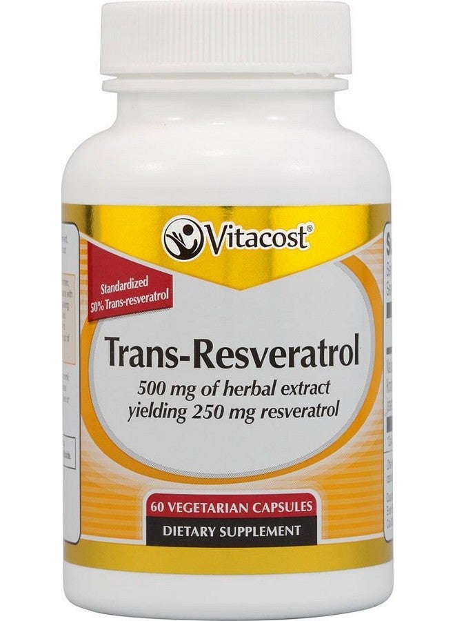 Vitacost Brand Vitacost Trans-Resveratrol 500 mg of herbal extract yielding 250 mg Trans-resveratrol -- 60 - Image 1