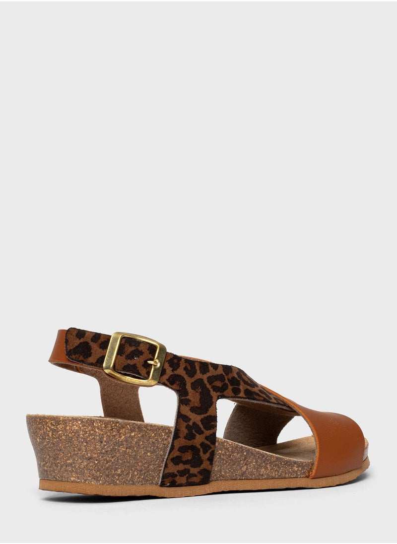 BAYTON - Salamanque Strappy Mid Heel Wedges - Image 1