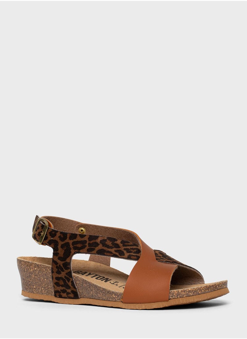 BAYTON - Salamanque Strappy Mid Heel Wedges - Image 1