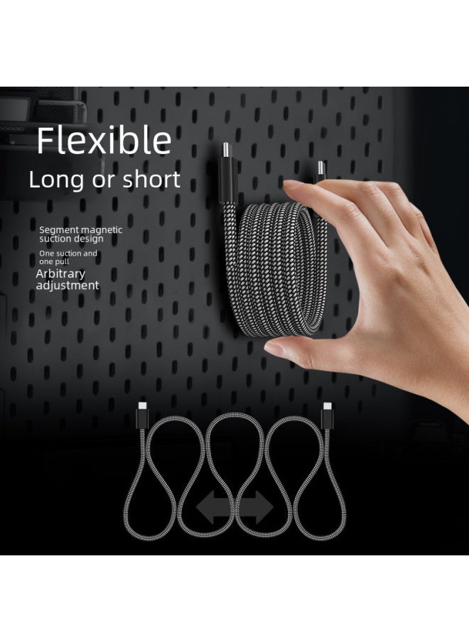Generic - Magic Rope Full Magnetic Data Cable PD100W Fast Charging Data Cable Double Type-c Charging Cable For Iphone 15-Color:Silver Gray 1m-Model:USB-AtoC 【fully Compatible Protocol】】 - Image 1
