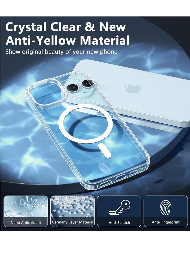 Raxoom for iPhone 15 Phone Case: Defender Magnetic Clear Case for iPhone 15 with Camera Lens Protector Drop Protection Anti Yellowing Shockproof Cell Phone Cover iPhone 15 Case 6.1 Inch - Clear - Image 4