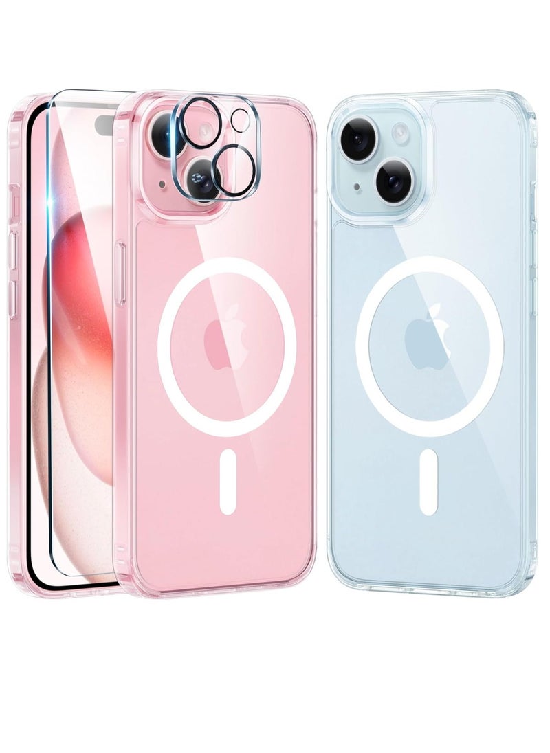 Raxoom for iPhone 15 Phone Case: Defender Magnetic Clear Case for iPhone 15 with Camera Lens Protector Drop Protection Anti Yellowing Shockproof Cell Phone Cover iPhone 15 Case 6.1 Inch - Clear - Image 1