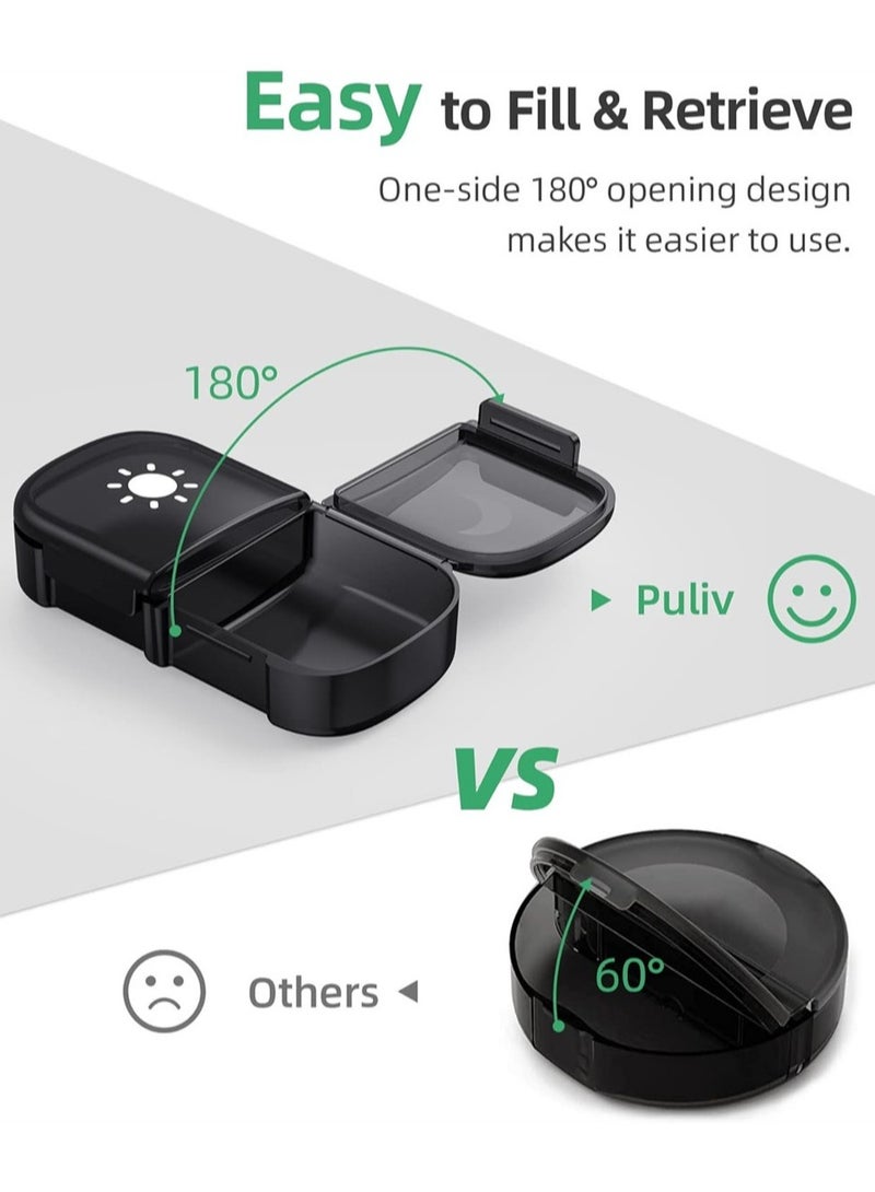 MIXDE Large Weekly Pill Organizer for AM and PM with Easy-Fill One-Sided Design - Black Privacy Protection Case for Vitamins, Meds, Supplements - Seven-Day Pill Box - Image 3