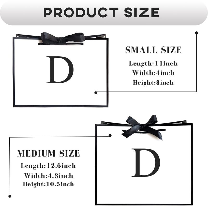 QLSKO Initial Gift Bag with Bow Ribbon Personalized Horizontal Paper Bag Monogrammed Birthday Gifts for Women Men (D-Medium) - Image 2