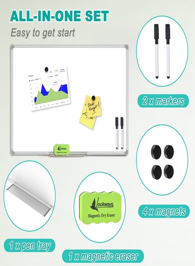 Lockways Dry Erase Board, 18 x 12 Whiteboard Dry Erase, Aluminum Frame White Board with 1 Eraser & 1 Pen Tray & 2 Markers & 4 Magnets - Image 3