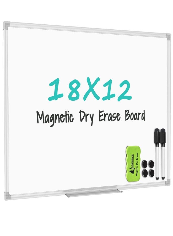 Lockways Dry Erase Board, 18 x 12 Whiteboard Dry Erase, Aluminum Frame White Board with 1 Eraser & 1 Pen Tray & 2 Markers & 4 Magnets - Image 1