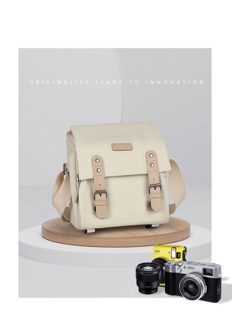 Y&D - Canvas Shoulder Camera Bag Messenger Bag for 1 Camera 2 Lens Compatible with Nikon Canon Sony DSLR Mirrorless Camera and Lens - Image 1