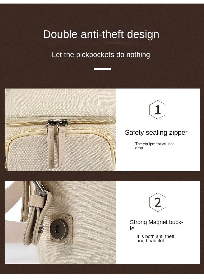Y&D - Canvas Shoulder Camera Bag Messenger Bag for 1 Camera 2 Lens Compatible with Nikon Canon Sony DSLR Mirrorless Camera and Lens - Image 1