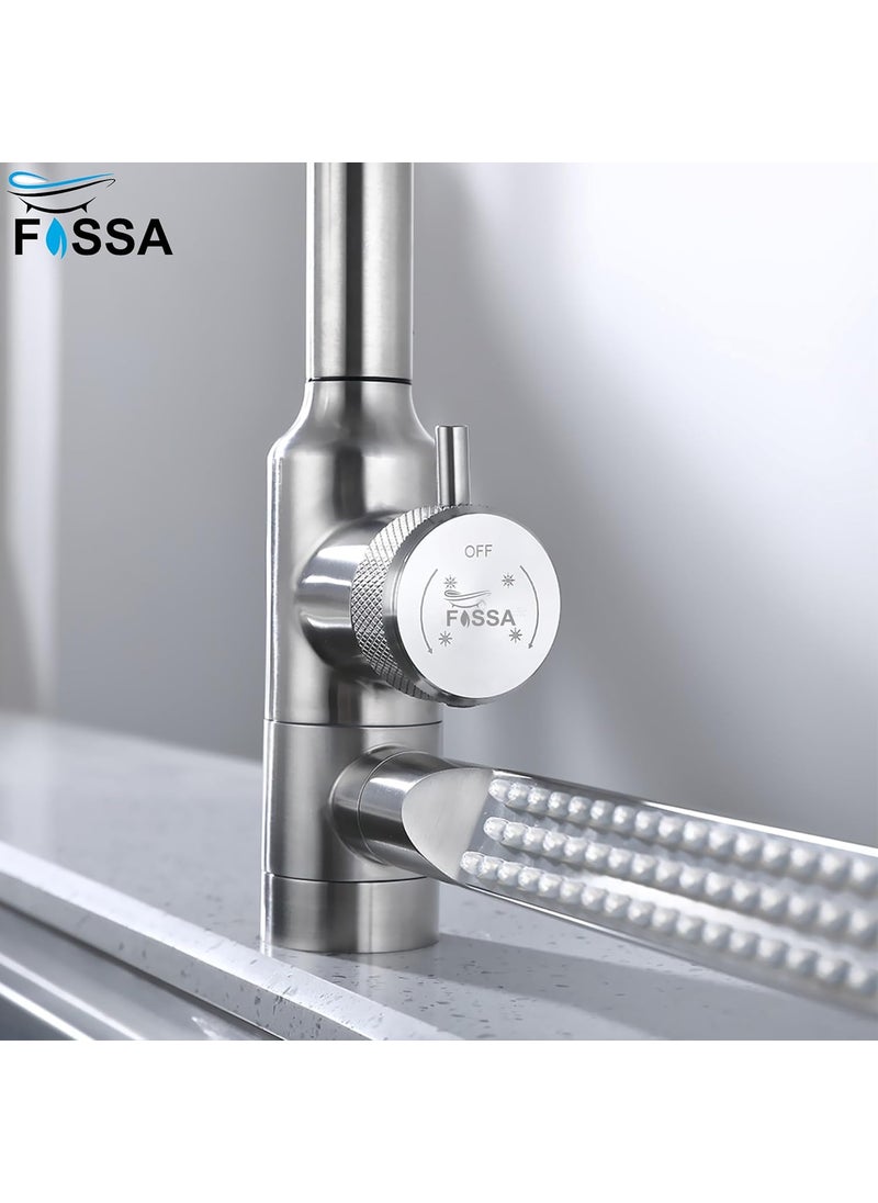FOSSA Fossa Integrated Waterfall Faucet Taps inBuilt Shower Hot Cold Water Supply and PullOut Faucet Taps 3 Way Multifunction Oprating Matt Finish Silver  - Image 2