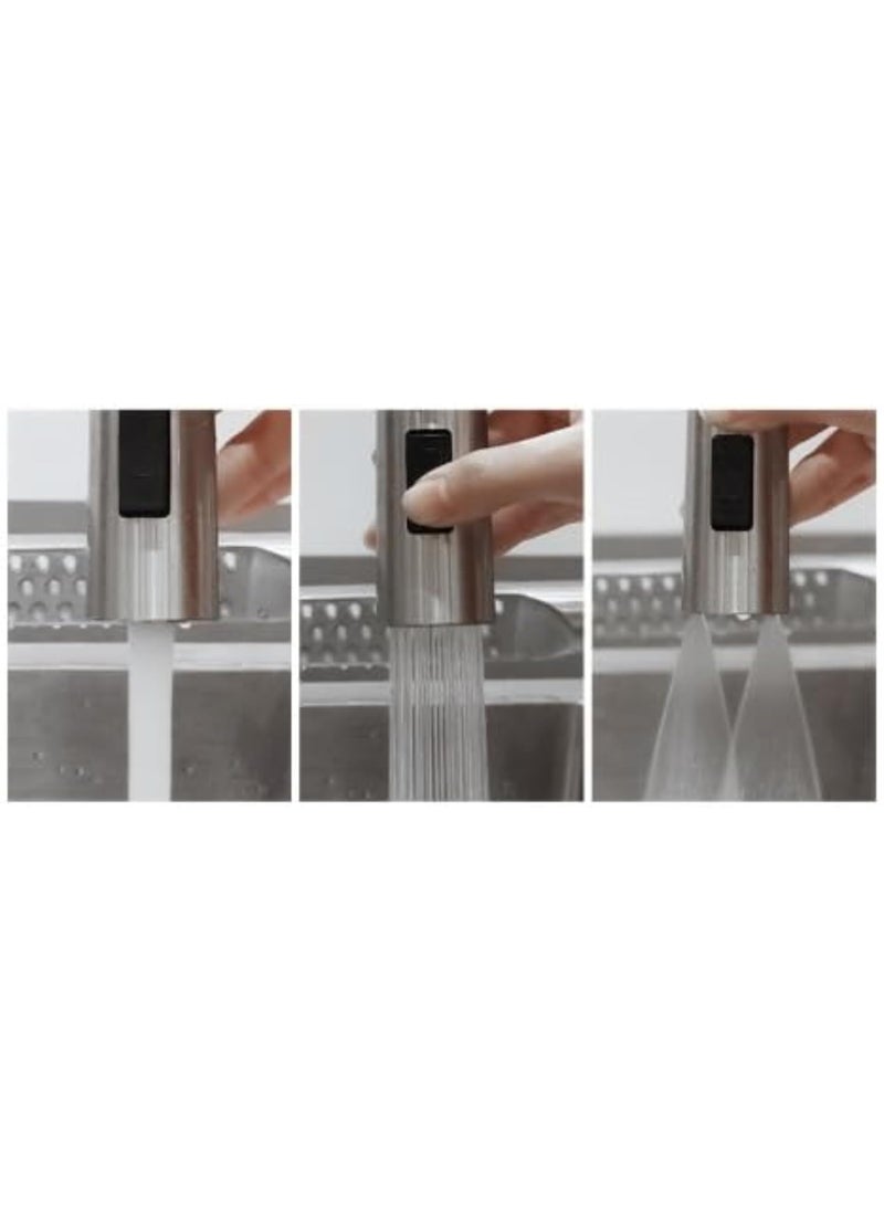 FOSSA Fossa Integrated Waterfall Faucet Taps inBuilt Shower Hot Cold Water Supply and PullOut Faucet Taps 3 Way Multifunction Oprating Matt Finish Silver  - Image 4