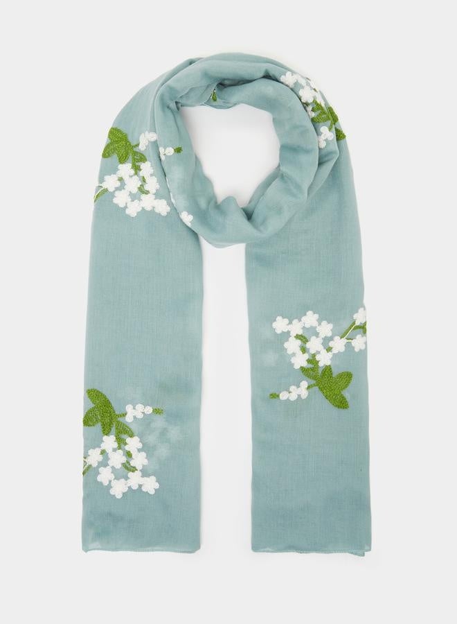 Styli Floral Embroidered Cotton Hijab  - Image 1