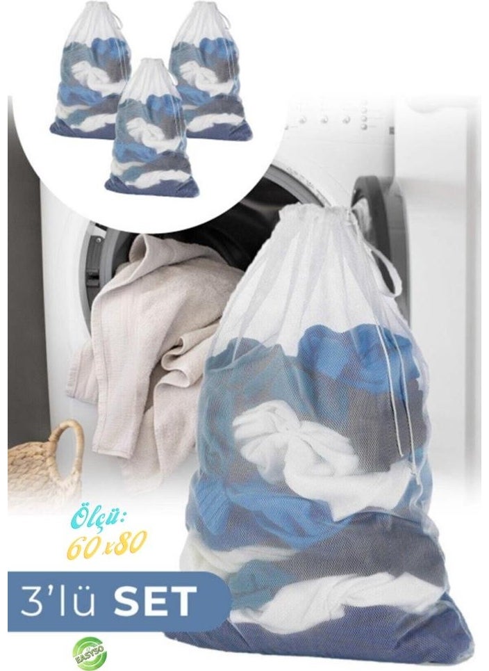 Easyso Laundry Washing Net 3 Pieces 60X80CM Socks Laundry Curtain Washing Net  - Image 2