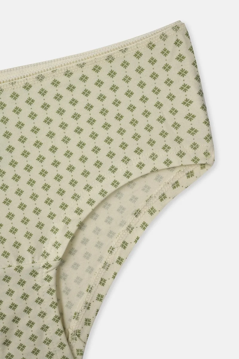 داجي Salmon-Green Women's 3-Patterned Hipster Panties