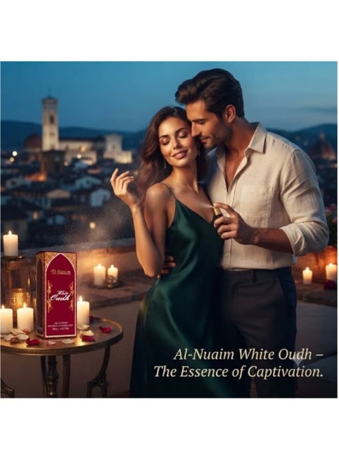 أل نواعم عطر النعيم وايت عود أو دو بارفان بخاخ للجنسين 10 مل | عطر صغير يدوم طويلاً برائحة العود الأبيض الناعم والمسك الخشبي | عطر عربي فاخر وأنيق للرجال والنساء | حجم مناسب للسفر - Image 2
