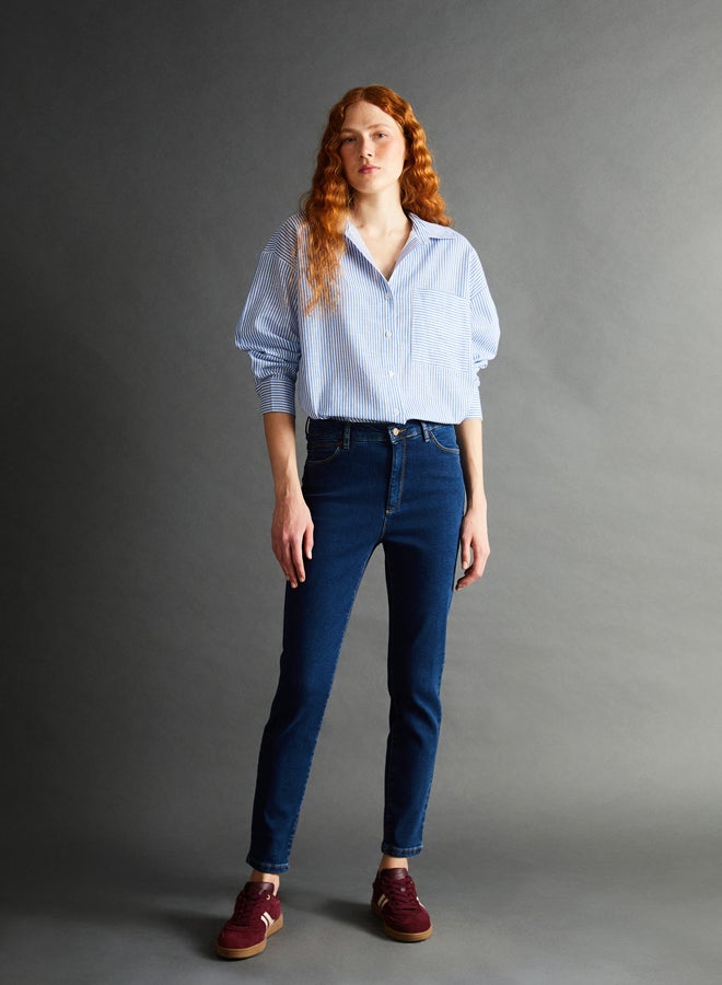 LC WAIKIKI High Waisted Slim Fit Women's Denim Trousers  - Image 1