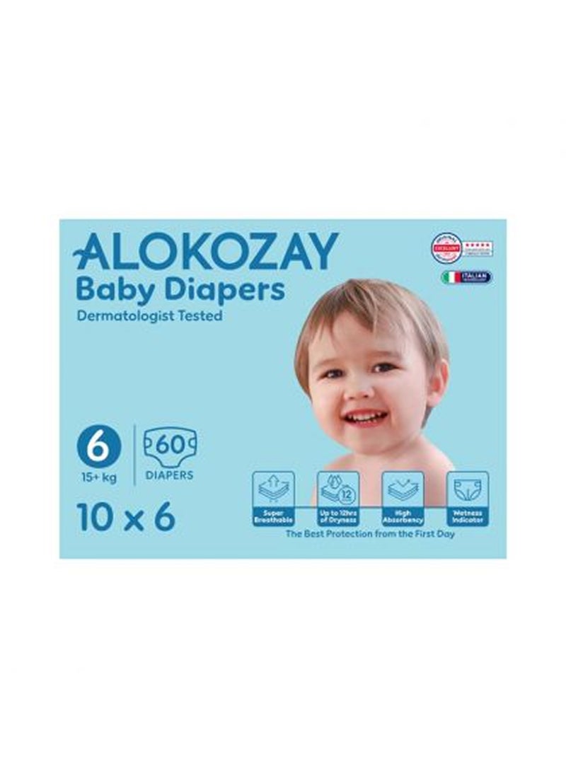 Alokozay Premium Baby Diapers - Size 6 15+ Kg 6 x 10 Diapers - Image 1