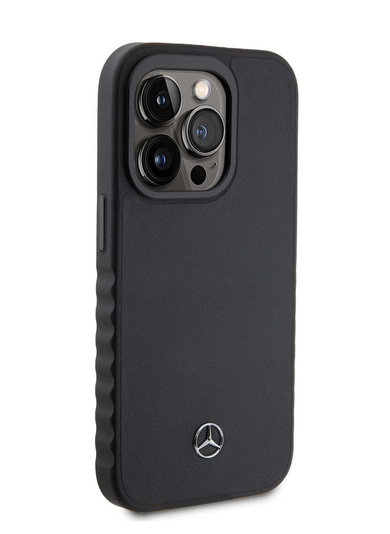 Mercedes-Benz - iPhone 15 Pro Max Case Smooth Genuine Leather Back Cover / iPhone 15 Pro Case / Compact Design / Lightweight Design / Protective Genuine Leather - Black - Image 1