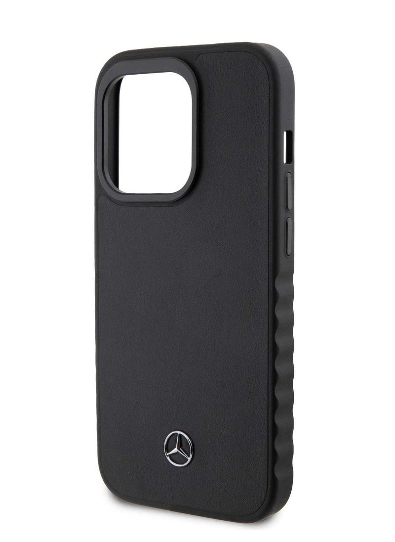 Mercedes-Benz - iPhone 15 Pro Max Case Smooth Genuine Leather Back Cover / iPhone 15 Pro Case / Compact Design / Lightweight Design / Protective Genuine Leather - Black - Image 1