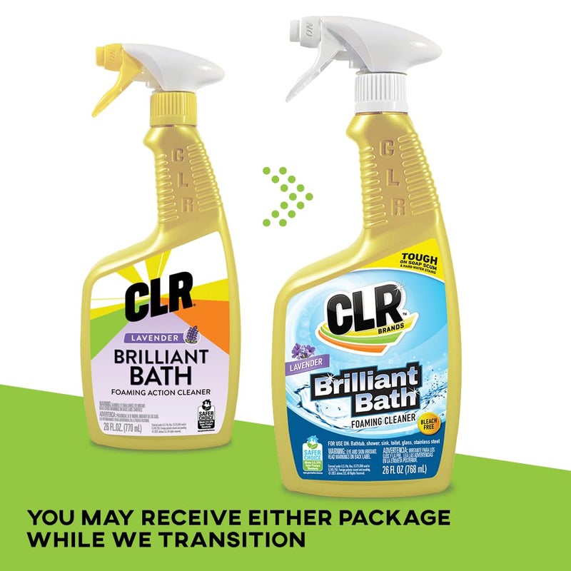 CLR Brilliant Bath Foaming Action Bathroom Cleaner Spray - For Use on Toilets, Baths, Showers, Sinks, Glass, Stainless Steel - Lavender Scent, 26 Ounce Bottle (Pack of 2) - Image 2