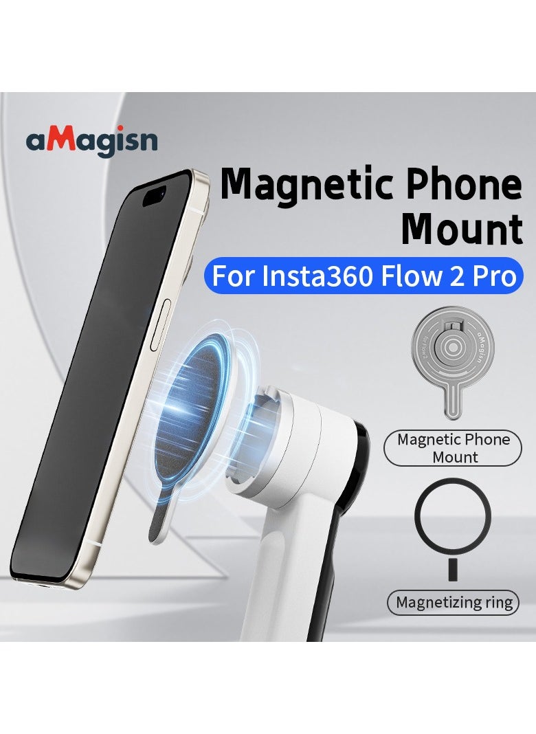 aMagisn - Magnetic Adapter Mount for Insta360 Flow 2 Pro – Aluminum Alloy, Ultra-Slim 4.2mm, MagSafe Lock, Strong Magnetic Phone Clamp, Universal Android Ring – Gimbal Magnetic Module - Image 1