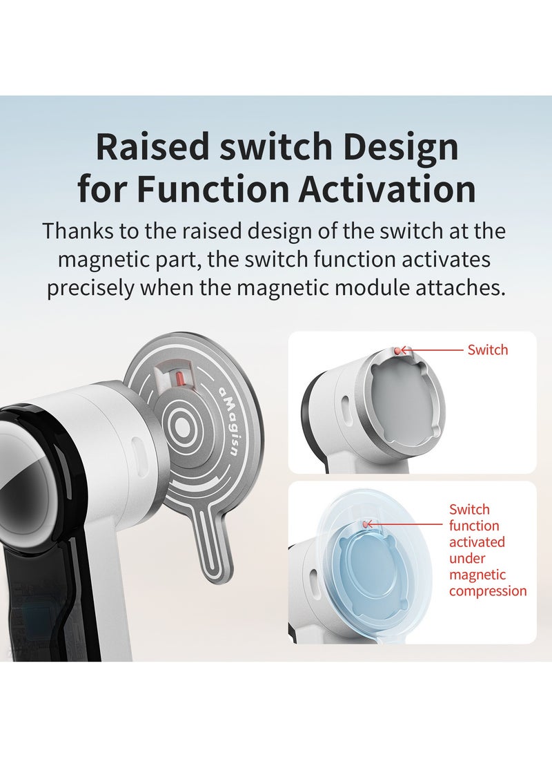 aMagisn - Magnetic Adapter Mount for Insta360 Flow 2 Pro – Aluminum Alloy, Ultra-Slim 4.2mm, MagSafe Lock, Strong Magnetic Phone Clamp, Universal Android Ring – Gimbal Magnetic Module - Image 1
