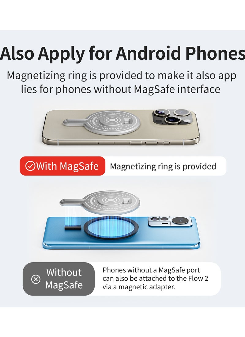 aMagisn - Magnetic Adapter Mount for Insta360 Flow 2 Pro – Aluminum Alloy, Ultra-Slim 4.2mm, MagSafe Lock, Strong Magnetic Phone Clamp, Universal Android Ring – Gimbal Magnetic Module - Image 1
