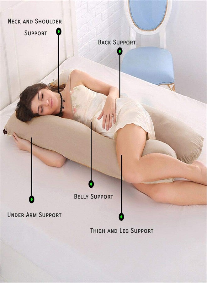 COOZLY وسائد حمل كوزلي على شكل حرف U مع أغطية بسحاب من القطن الخالص 100% | ألياف دقيقة بريجنوكير | وسادة حمل للنوم (بيج) - Image 3