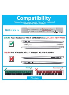 Procases MacBook Air 13 Inch Case 2020 2019 2018 Release A2337 M1 A2179 A1932, Hard Case Shell Cover for MacBook Air 13-inch Model A2179 A1932 with Keyboard Skin Cover -Black  - Image 2