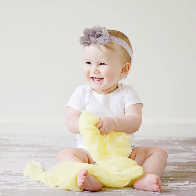 6Pcs Floral Chiffon Headbands Soft Elastic Hair Bands For Babies Kids All Hairstyles - Image 4