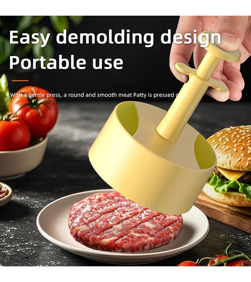 مكبس همبرغر يدوي أسود من ABS مع مقبض مريح لشوي اللحوم والخضروات قالب مثالي لصنع أقراص الهمبرغر للمطبخ المنزلي ووجبة الإفطار - Image 2