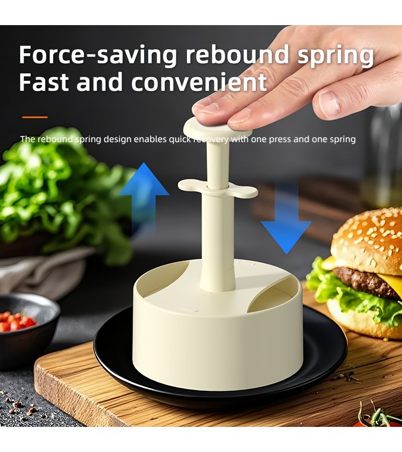 مكبس همبرغر يدوي أسود من ABS مع مقبض مريح لشوي اللحوم والخضروات قالب مثالي لصنع أقراص الهمبرغر للمطبخ المنزلي ووجبة الإفطار - Image 4