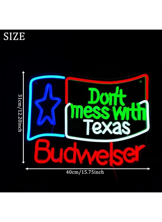 Likeu Texas Led Neon Sign Don'T Mess With Texas Light Up Sign Dimmable Usb-Powered Neon Lights For Bar Club Party Teen Room Decor Dorm Room Decor Texas Souvenirs Gifts  - Image 2