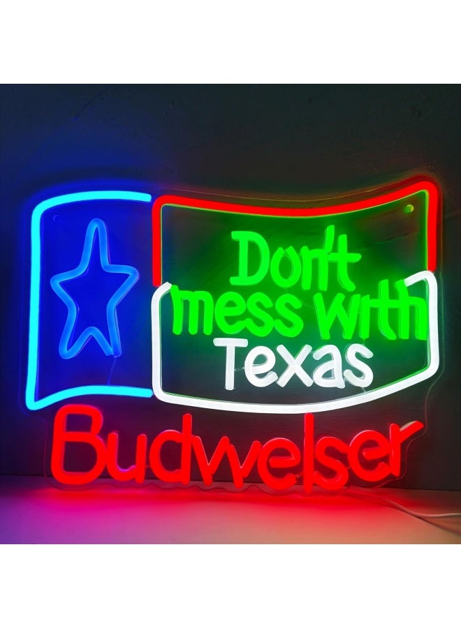 Likeu Texas Led Neon Sign Don'T Mess With Texas Light Up Sign Dimmable Usb-Powered Neon Lights For Bar Club Party Teen Room Decor Dorm Room Decor Texas Souvenirs Gifts  - Image 1