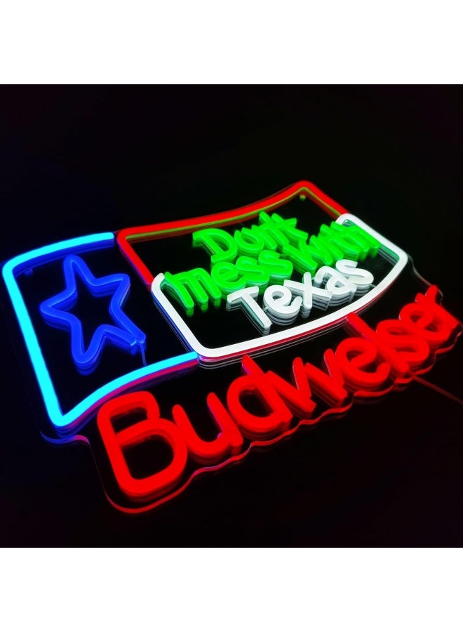 Likeu Texas Led Neon Sign Don'T Mess With Texas Light Up Sign Dimmable Usb-Powered Neon Lights For Bar Club Party Teen Room Decor Dorm Room Decor Texas Souvenirs Gifts  - Image 3