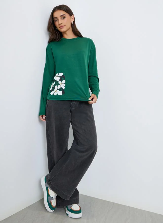 Styli Women Floral Graphic Long Sleeve T-Shirt
