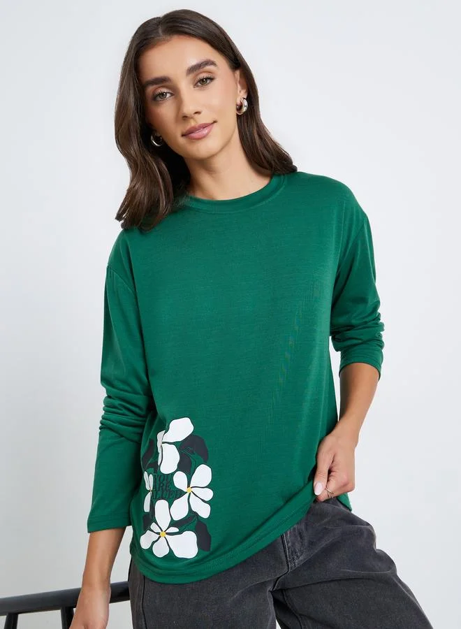 Styli Women Floral Graphic Long Sleeve T-Shirt