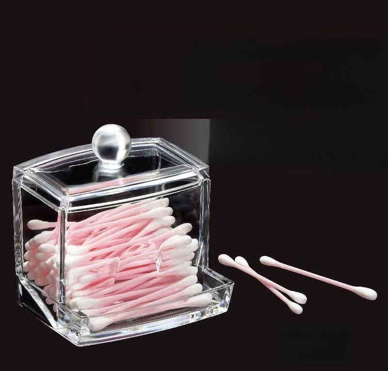 Harmony Cosmetic Holder - Clear Acrylic Storage Container for Cotton Swabs