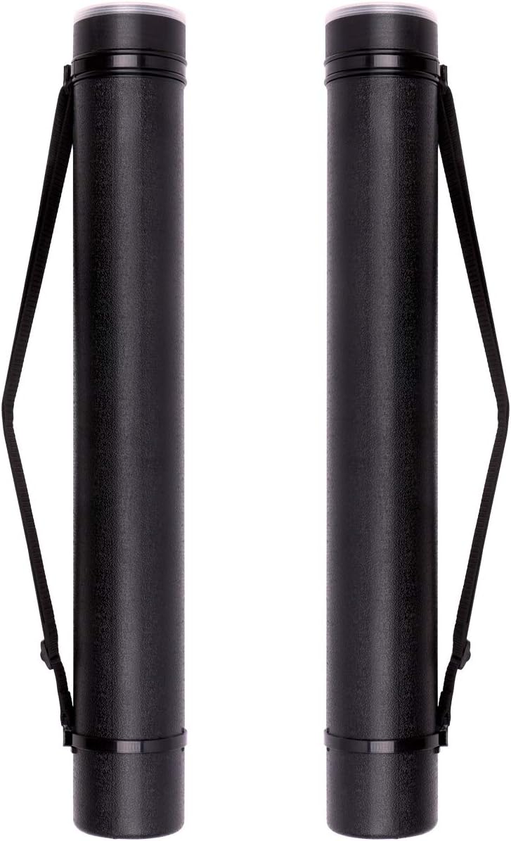 TRANSON 2-pack Durable Poster Storage Tube with Straps 24"-40" Extendable for Blueprints, Artwork, Maps, Posters - Image 1