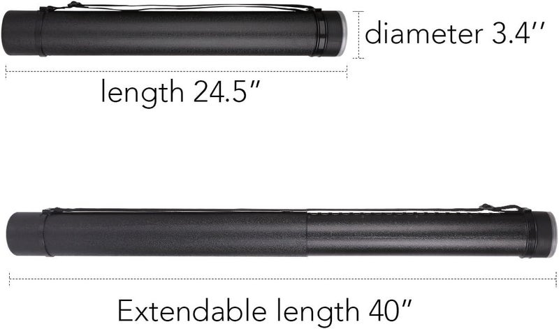 TRANSON 2-pack Durable Poster Storage Tube with Straps 24"-40" Extendable for Blueprints, Artwork, Maps, Posters - Image 2