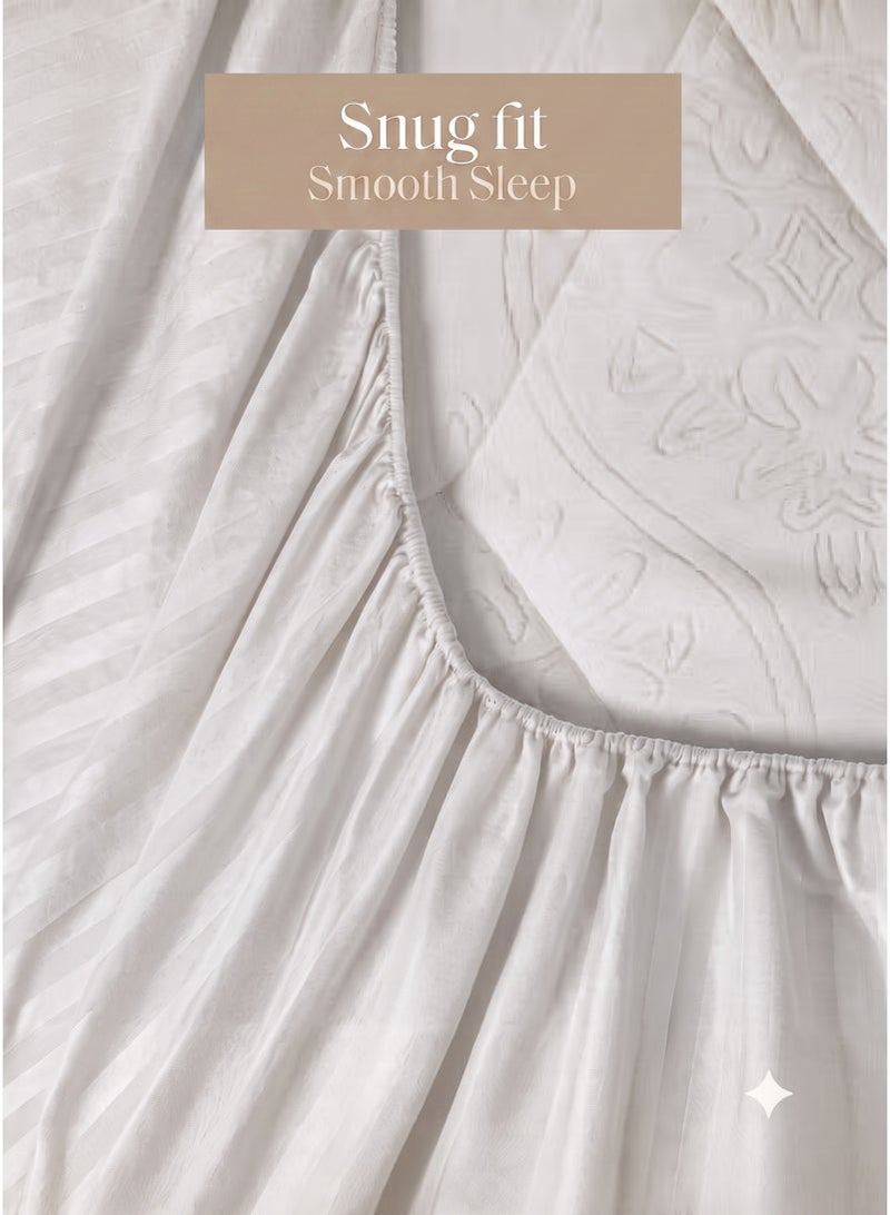 Luxury 6-Piece Striped Duvet Cover Bedding Set King Size 220x240 cm, Ultra Soft Duvet Set with Fitted Sheet 200x200 cm & 4 Pillowcases 50x70 cm, Wrinkle Resistant All Season Bed Linen - Image 3